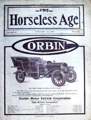 corbin cover horseless age 1907